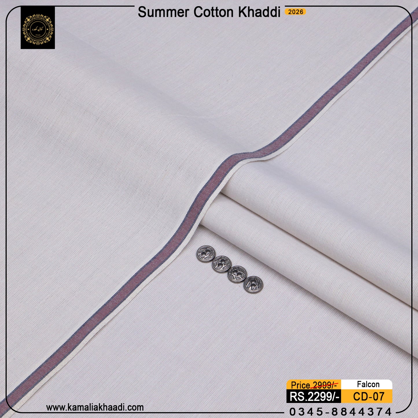 Summer Cotton Khaddi – Falcon Grey