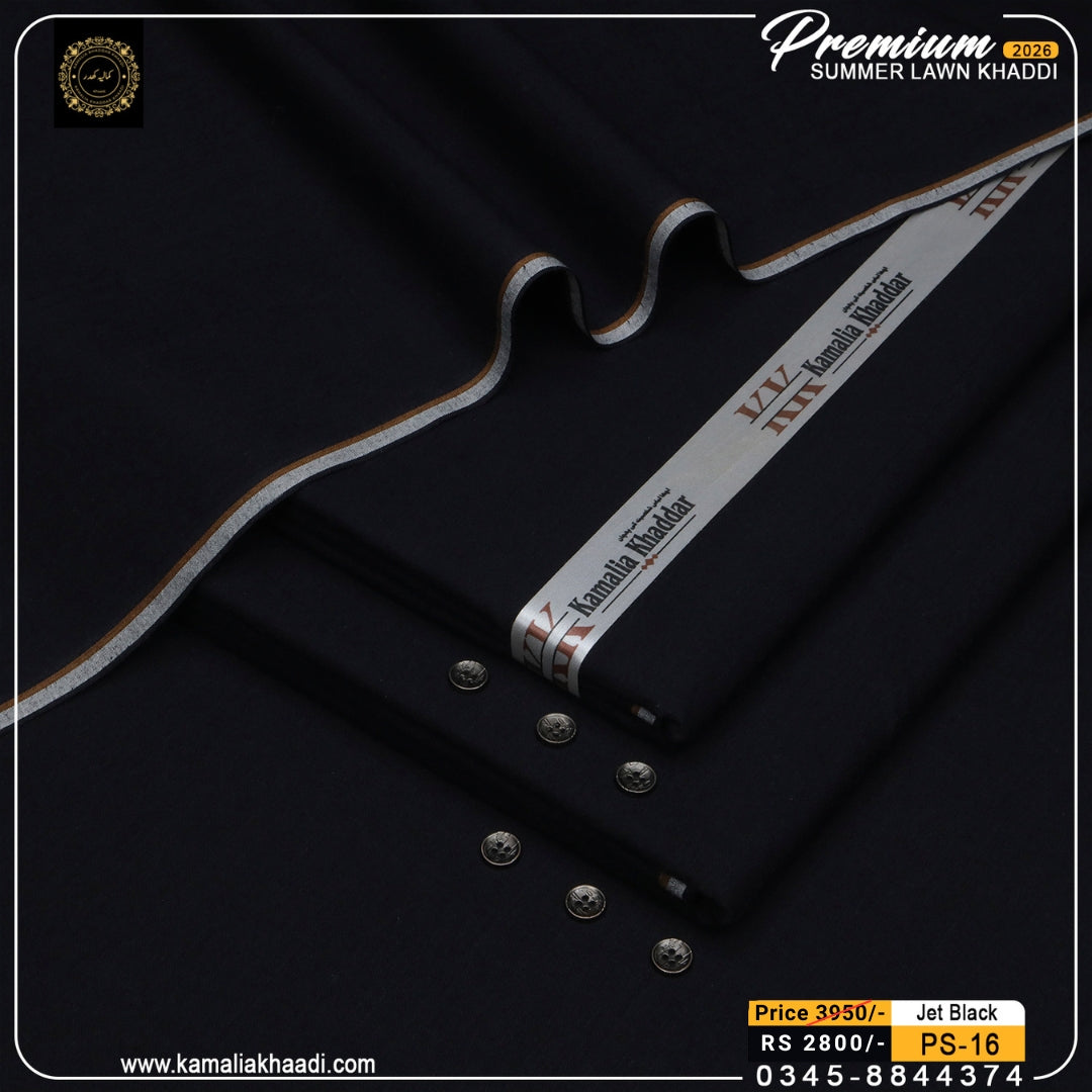 Premium Summer Lawn Khaddi - Jet Black