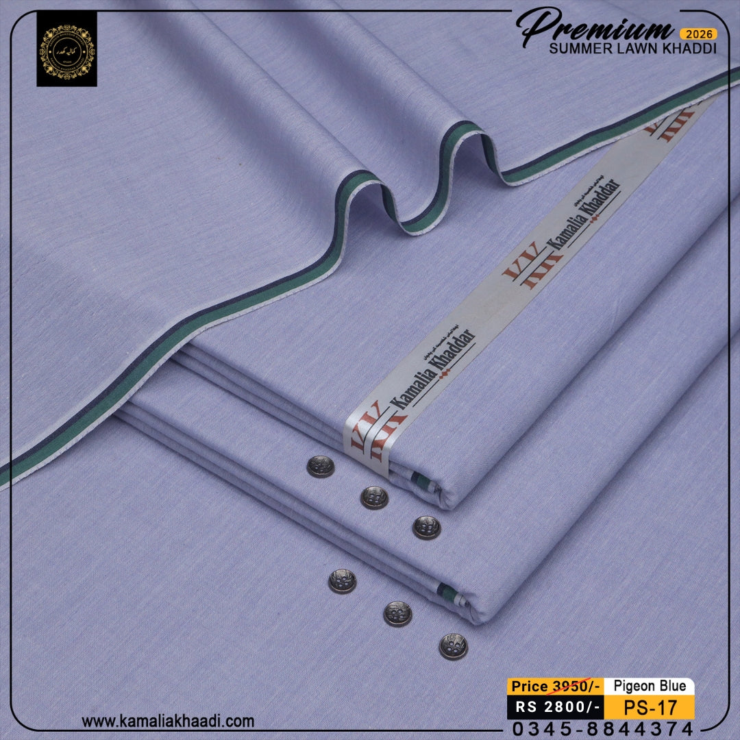 Premium Summer Lawn Khaddi - Pigeon Blue