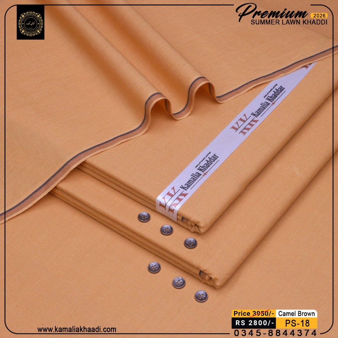 Premium Summer Lawn Khaddi - Camel Brown