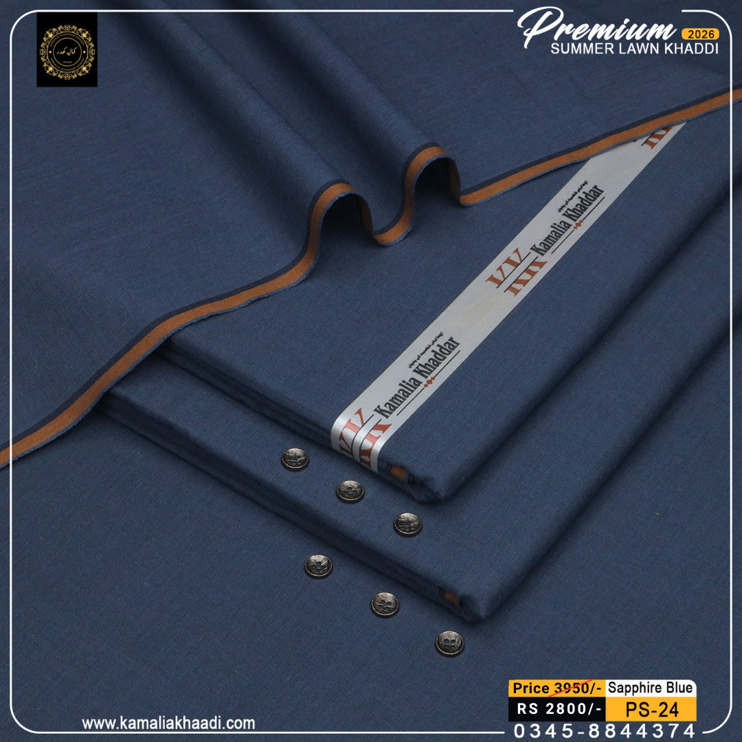 Premium Summer Lawn Khaddi - Sapphire Blue