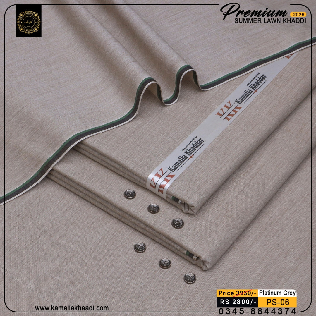 Premium Summer Lawn Khaddi - Platinum Grey