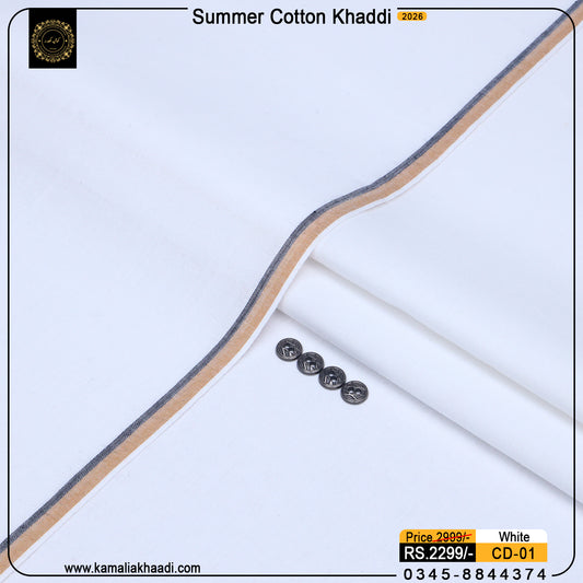Summer Cotton Khaddi – White