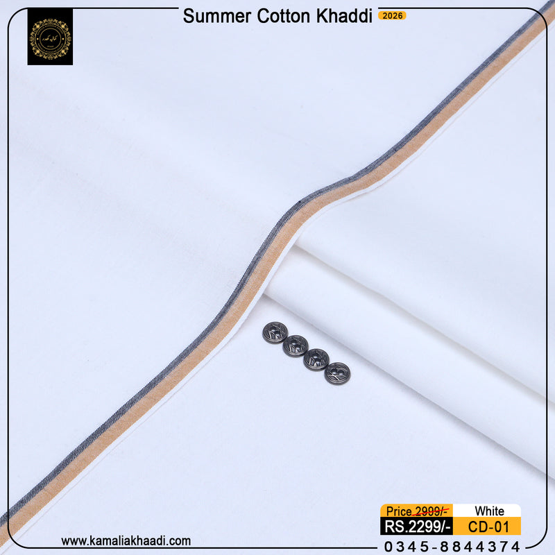 Summer Cotton Khaddi – White