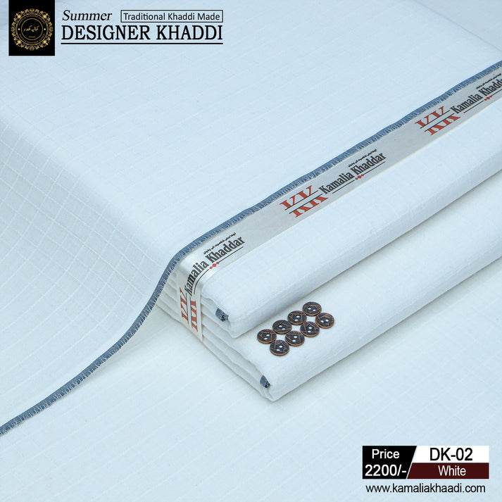 Kamalia Khaddar Summer Designer Khaddi White - 7m Organic Cotton ...