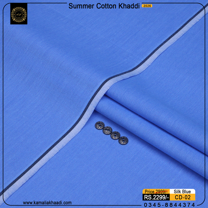 Summer Cotton Khaddi – Silk Blue