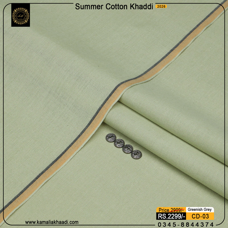Summer Cotton Khaddi – Olive Greenish Grey