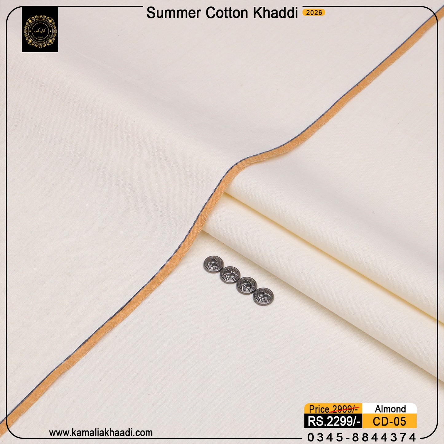 Summer Cotton Khaddi – Almond