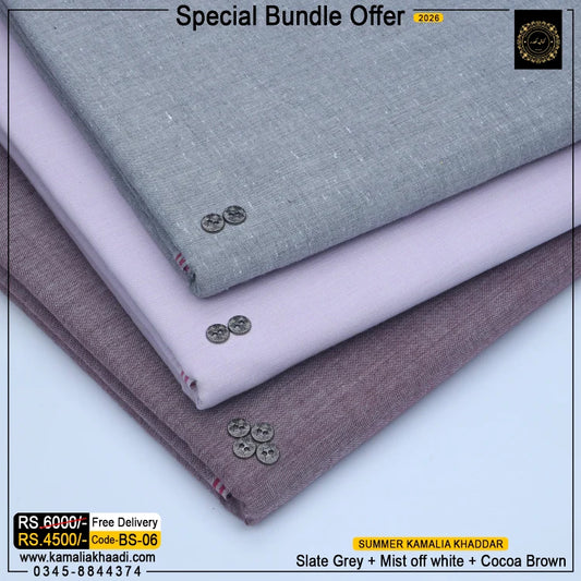 Summer Kamalia Khaddar – Bundle (3 Suits) BS-06