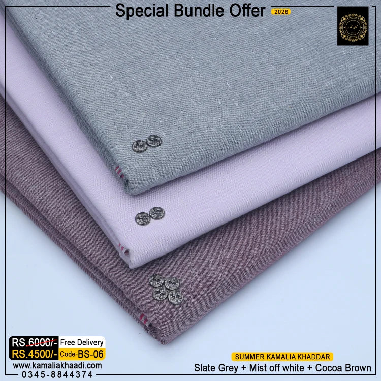 Summer Kamalia Khaddar – Bundle (3 Suits) BS-06