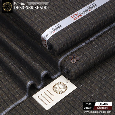 Winter Designer Khaddi - Charcoal