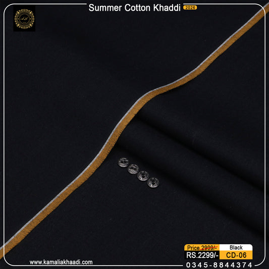 Summer Cotton Khaddi – Jet Black