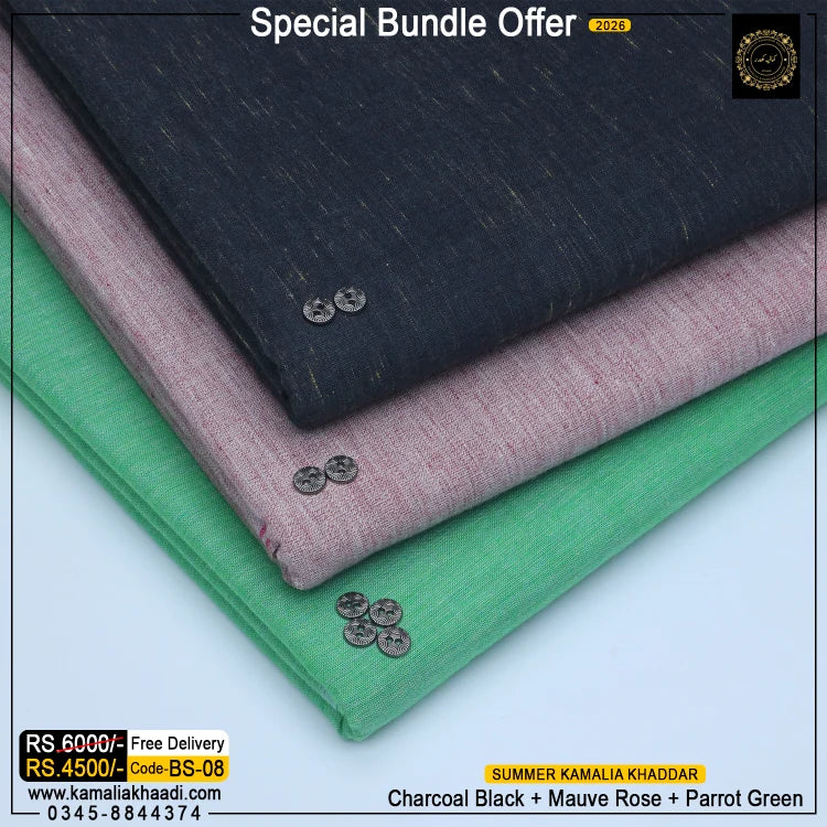 Summer Kamalia Khaddar – Bundle (3 Suits) BS-08
