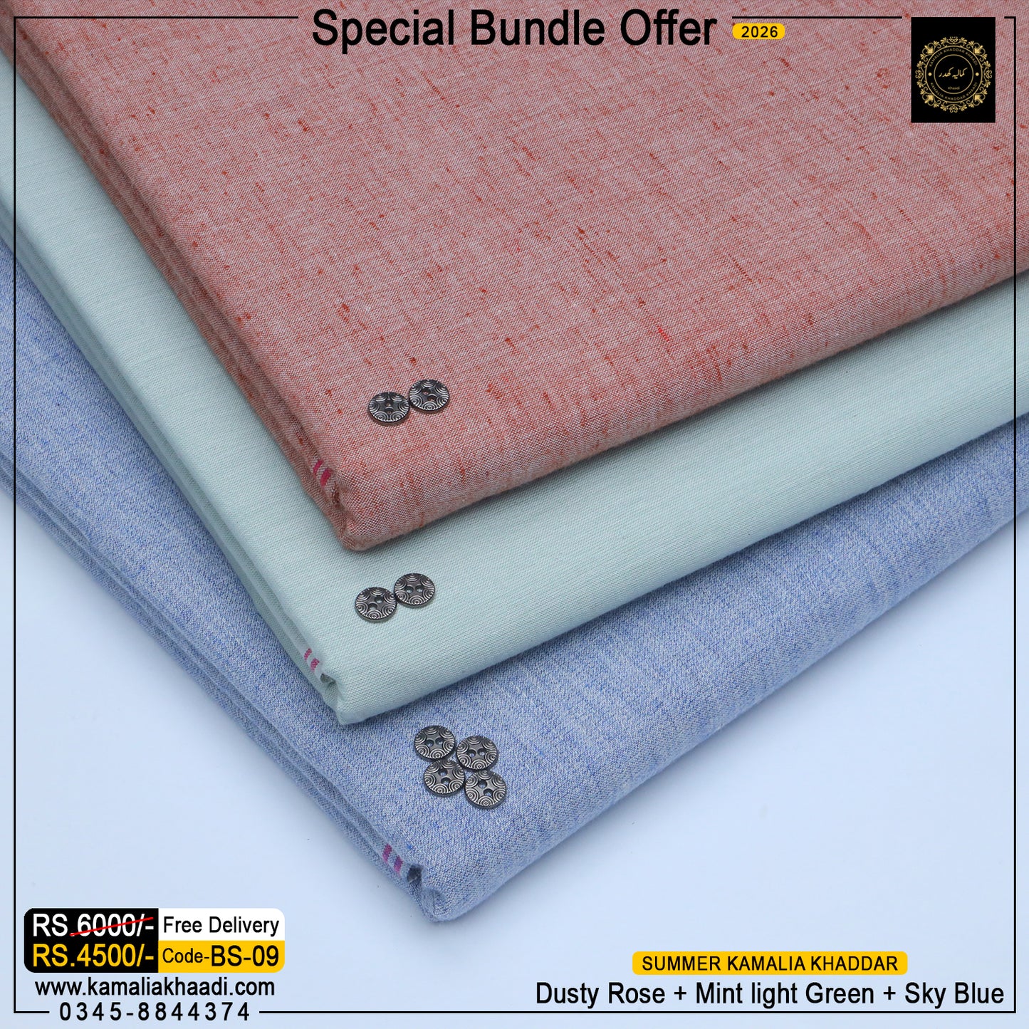 Summer Kamalia Khaddar – Bundle (3 Suits) BS-09