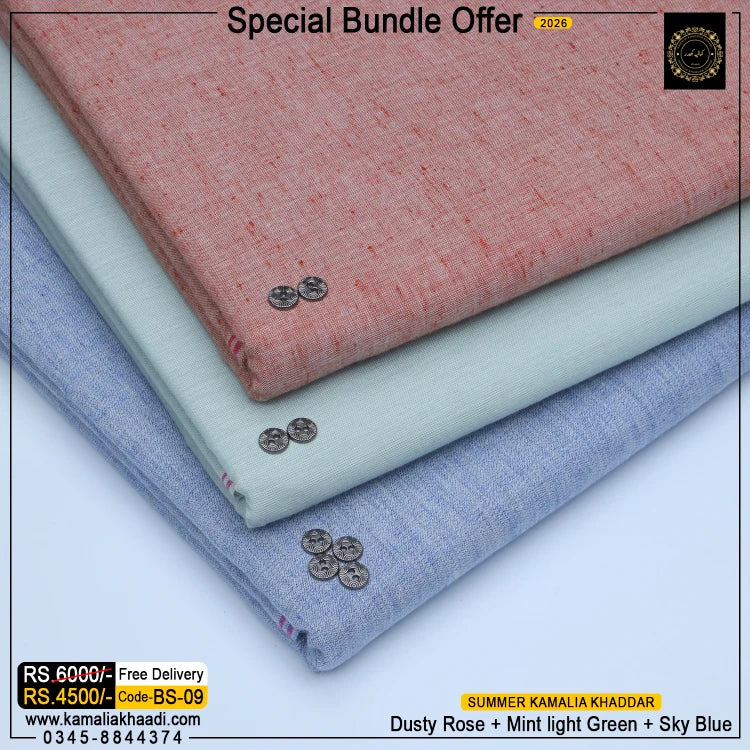 Summer Kamalia Khaddar – Bundle (3 Suits) BS-09