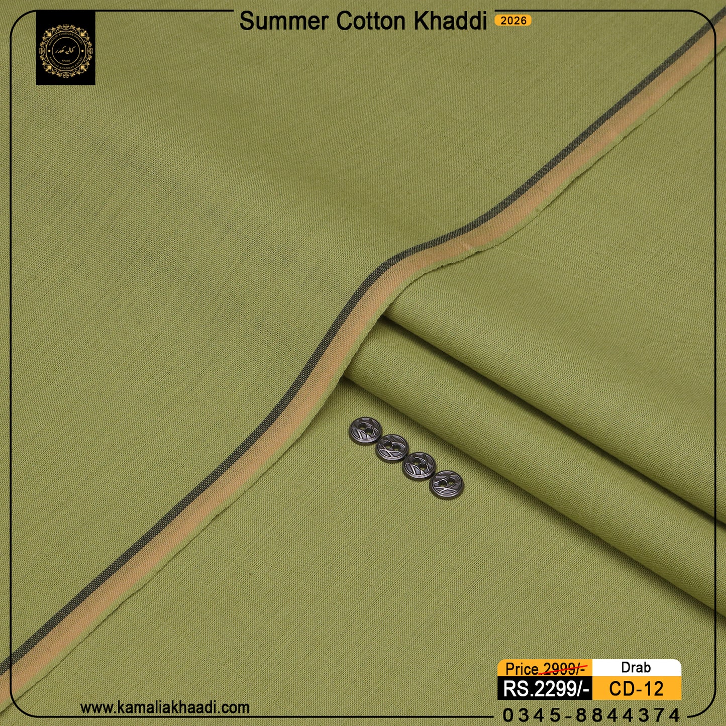 Summer Cotton Khaddi – Drab Cool Cactus