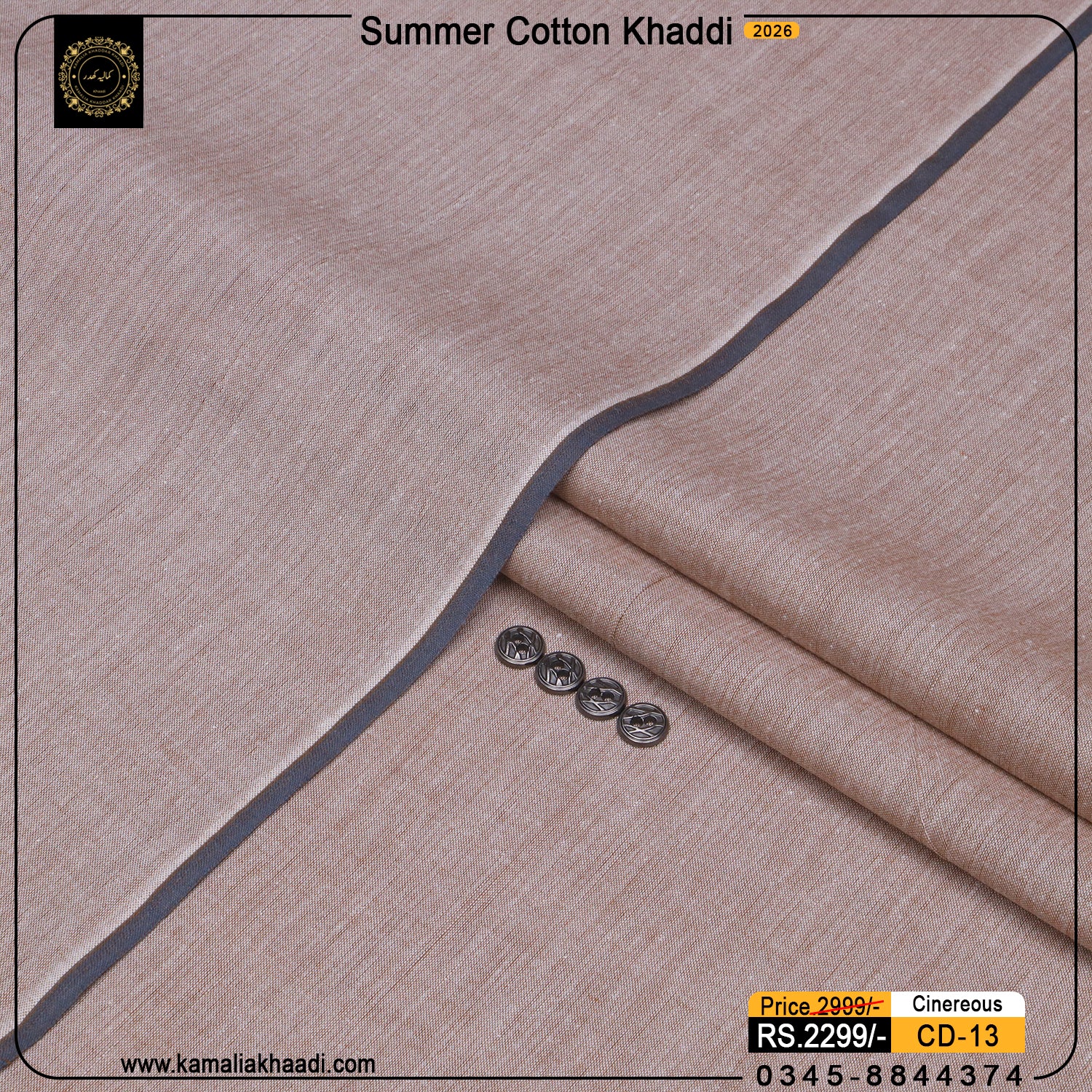 Summer Cotton Khaddi Cinereous Grey – Premium Cotton Khaddar | KAMALIA ...