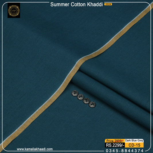 Summer Cotton Khaddi – Dark Blue Grey
