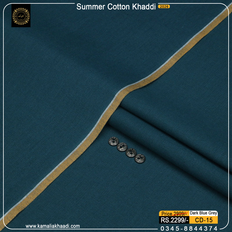 Summer Cotton Khaddi – Dark Blue Grey