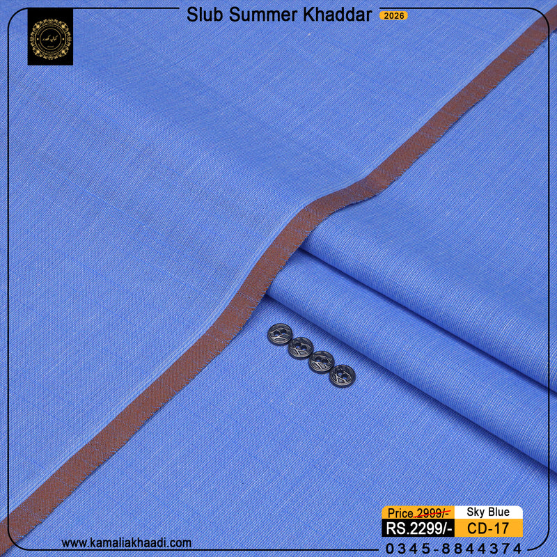 Summer Cotton Khaddi – Slub Sky Blue