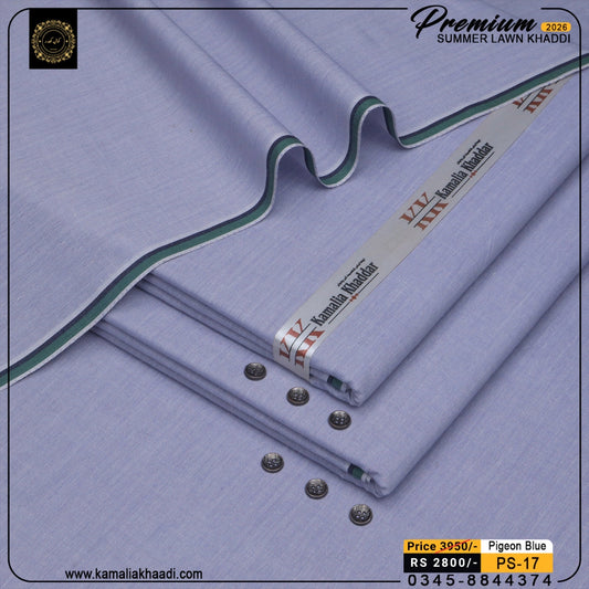 Premium Summer Lawn Khaddi - Pigeon Blue
