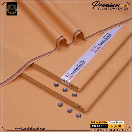 Premium Summer Lawn Khaddi - Camel Brown