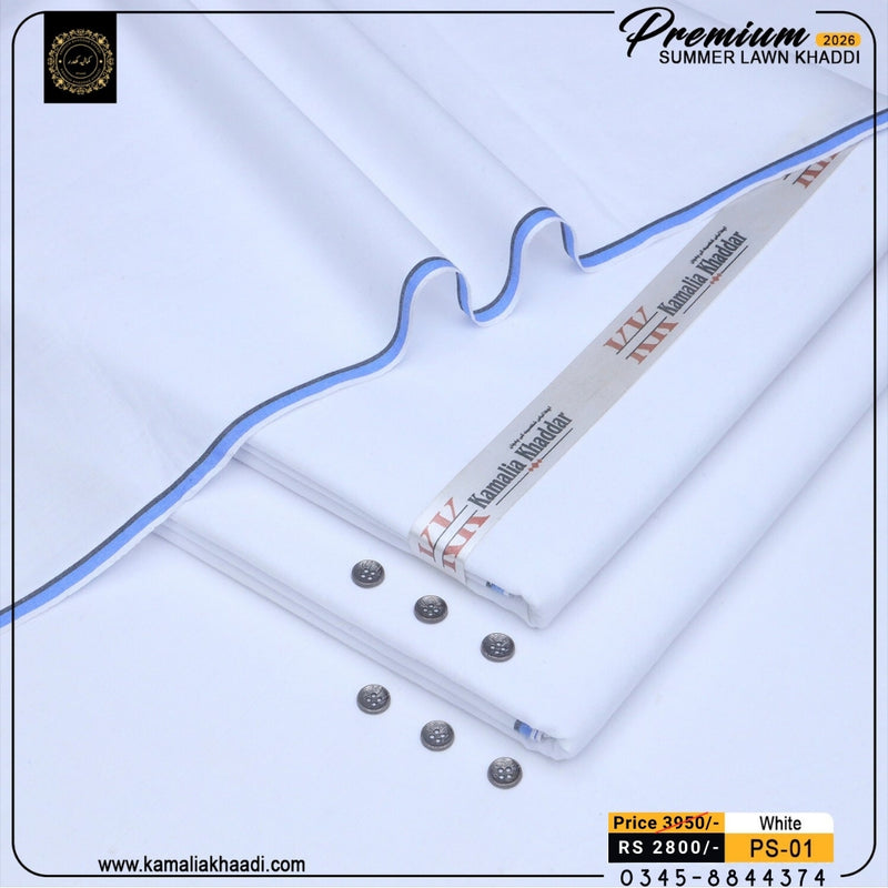 Premium Summer Lawn Khaddi - Pure White