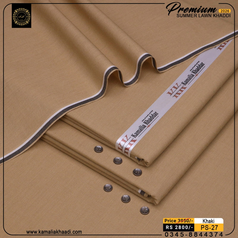 Premium Summer Lawn Khaddi - Khaki