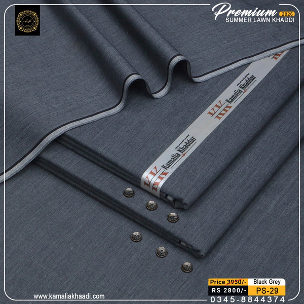 Premium Summer Lawn Khaddi - Black Grey