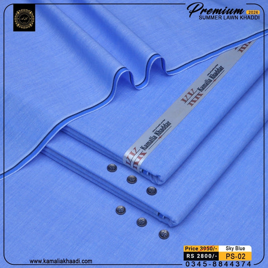 Premium Summer Lawn Khaddi - Sky Blue