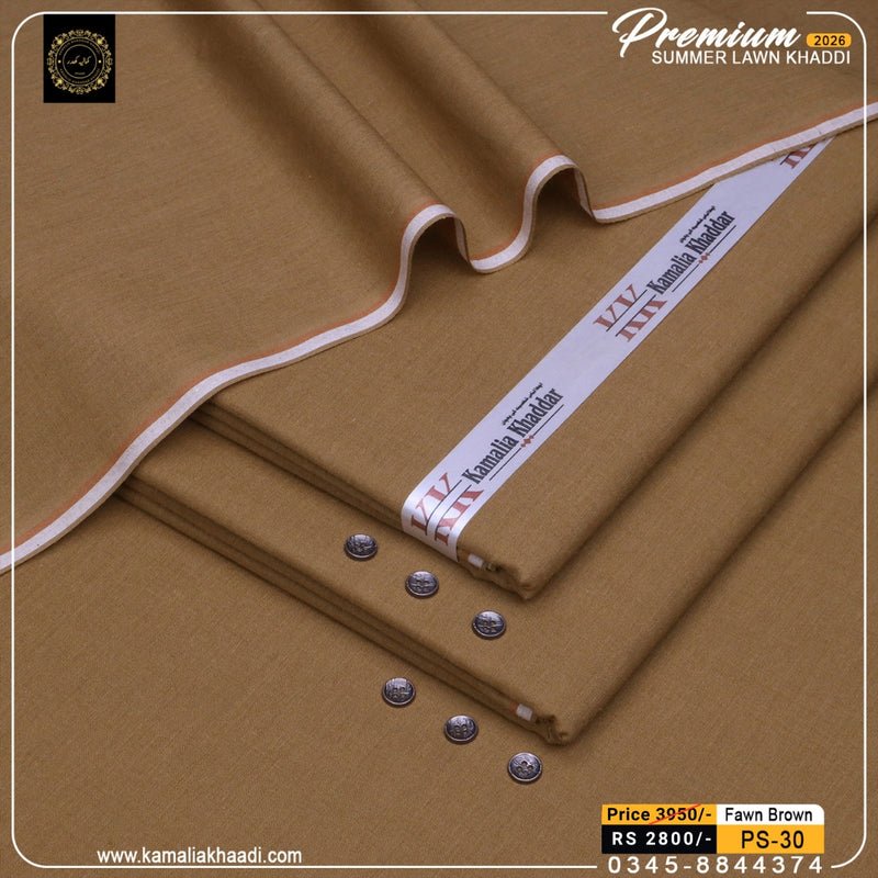 Premium Summer Lawn Khaddi - Fawn Brown