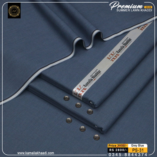 Premium Summer Lawn Khaddi - Grey Blue