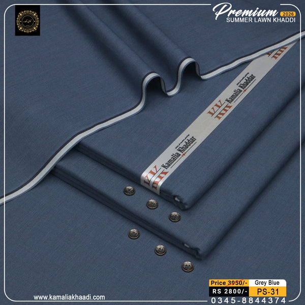 Premium Summer Lawn Khaddi - Grey Blue