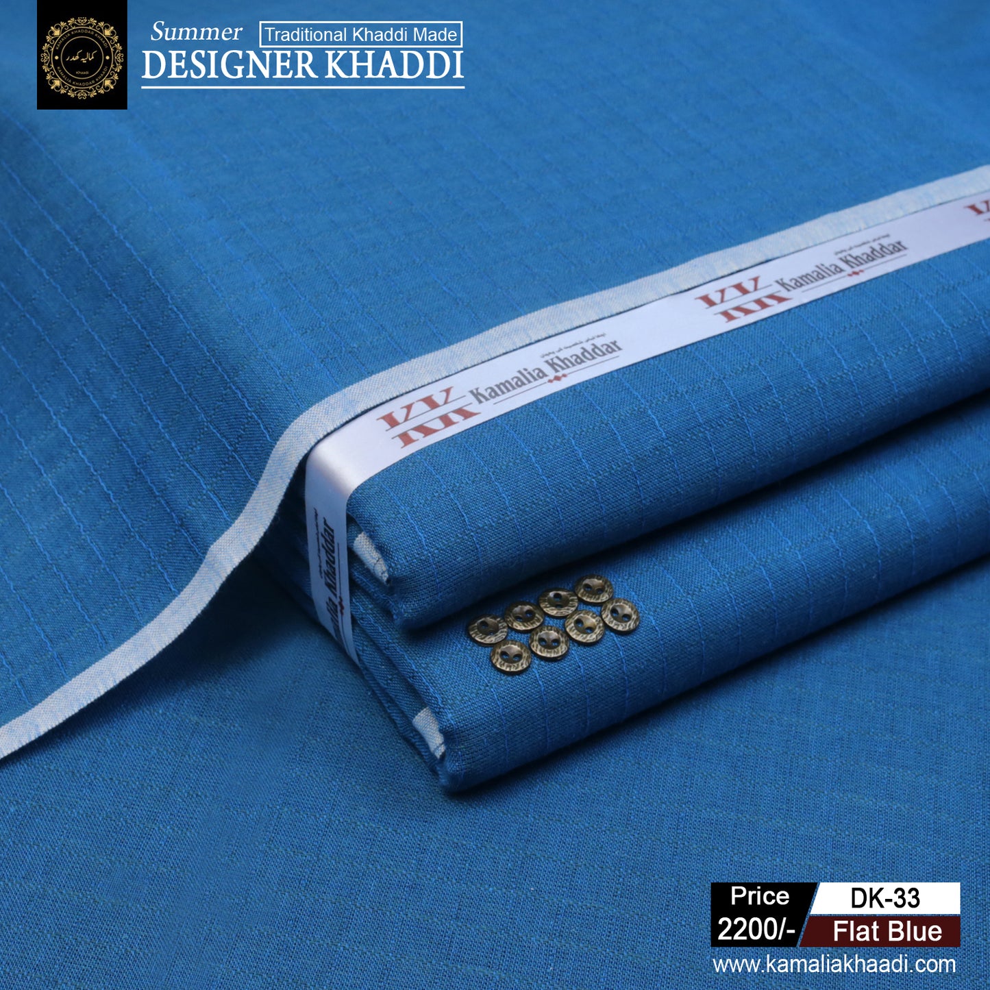 Summer Designer Khaddi - Flat Blue