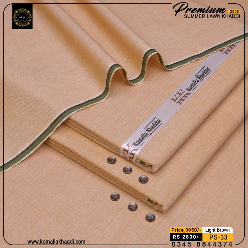 Premium Summer Lawn Khaddi - Light Brown