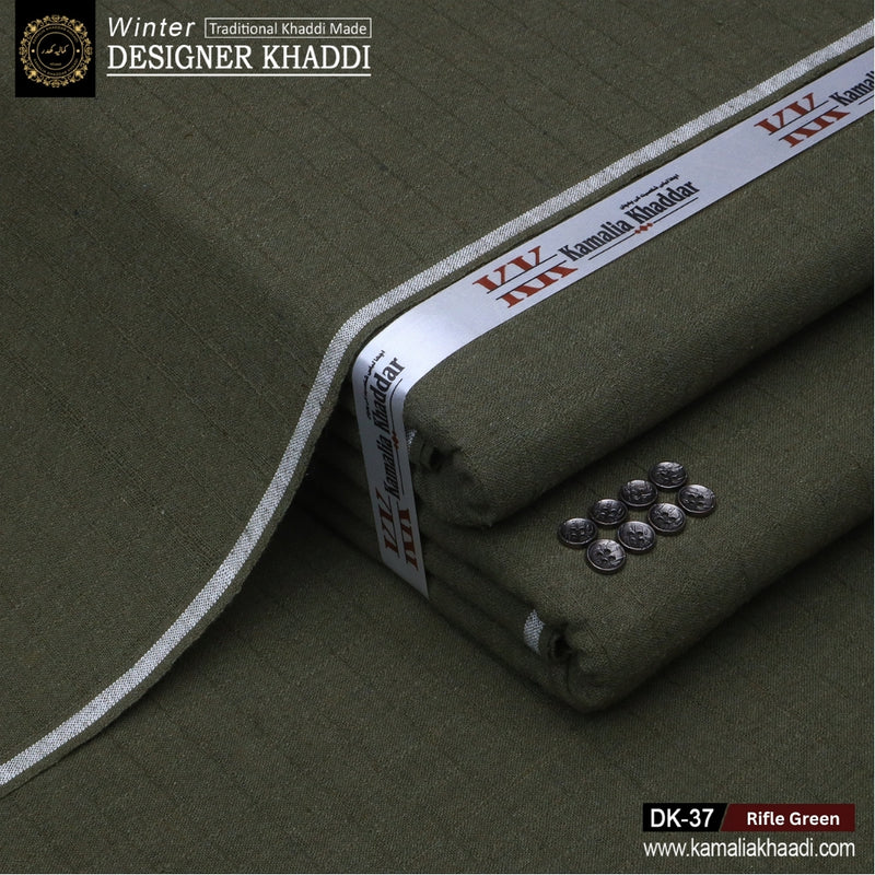 Winter Designer Khaddi DK-37 Rifle Green unstitched fabric