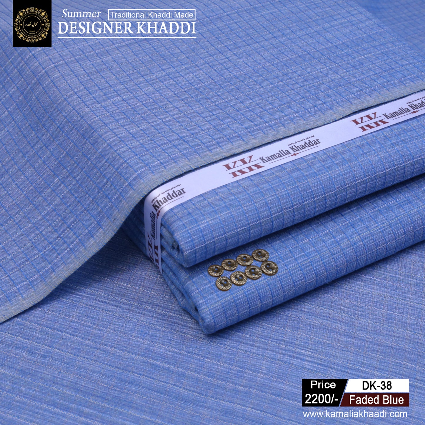 Summer Designer Khaddi - Faded Blue