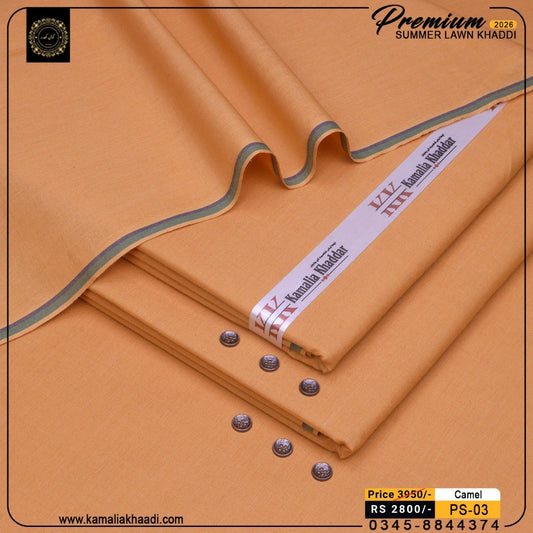 Premium Summer Lawn Khaddi - Camel
