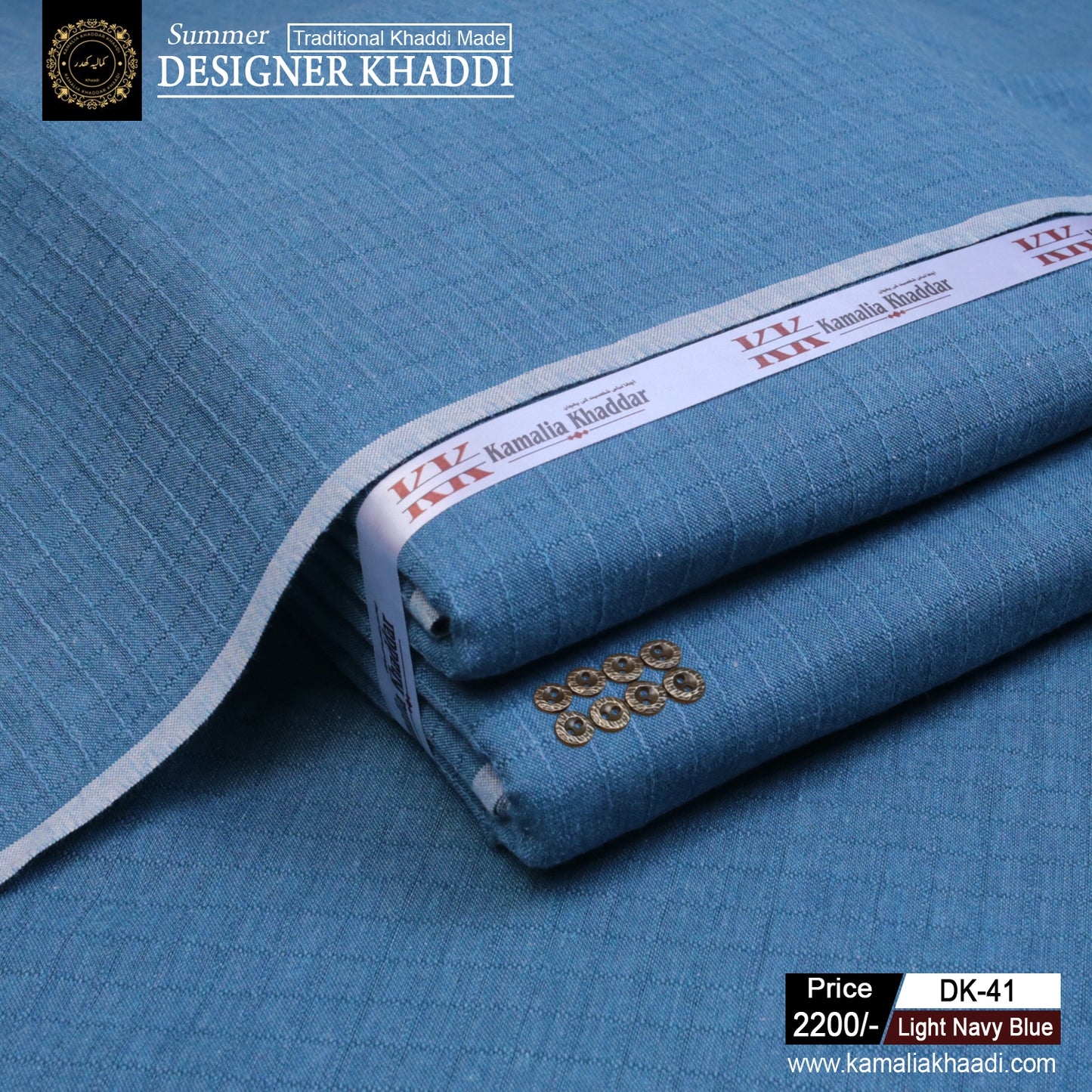 Summer Designer Khaddi - Light Navy Blue