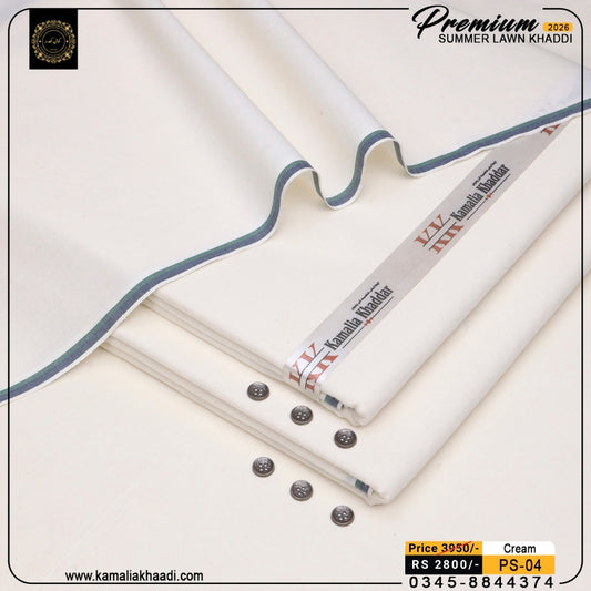 Premium Summer Lawn Khaddi - Off White Cream