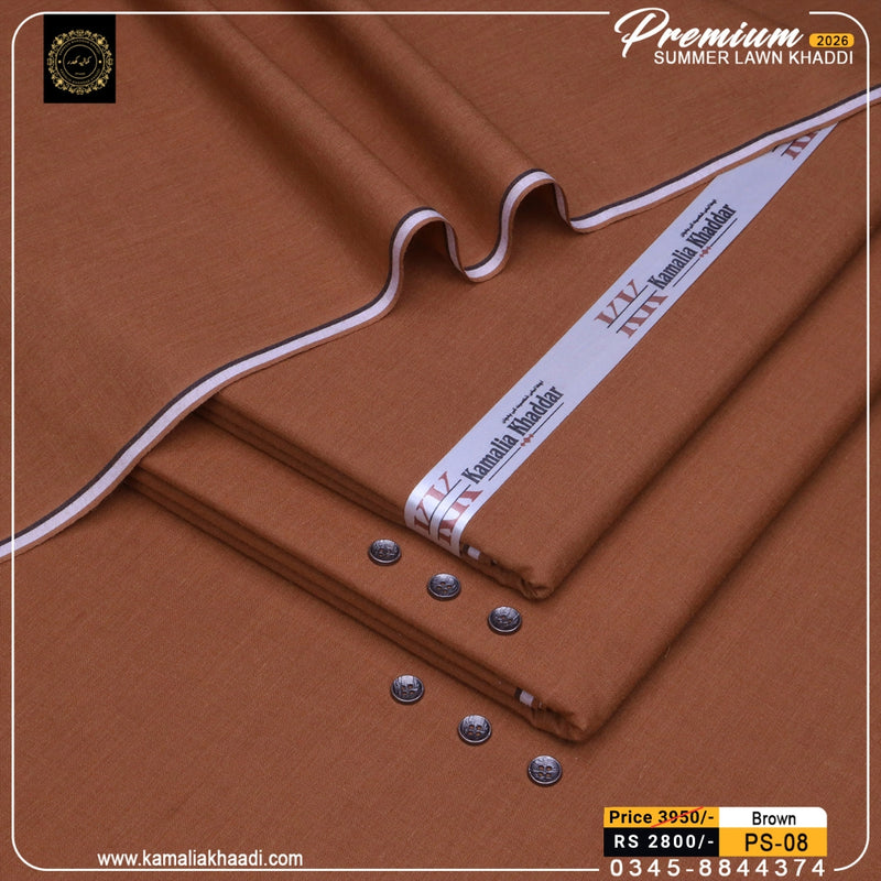 Premium Summer Lawn Khaddi - Brown