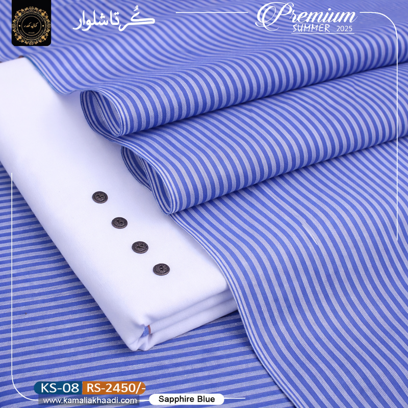 Sapphire Blue Premium Summer Kurta Shalwar ks8